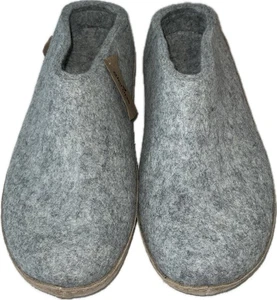 Glerups 100% Qualität Wollmix Slipper mit Ledersohle Unisex Slipper Grau -43 - Bild 1 von 8