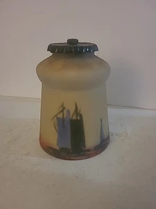 Paralume lampada vetro dipinto al rovescio antico art deco stile tallimit sagoma - Foto 1 di 5