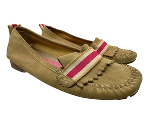 Clarks Suede Shoes Womens Beige Fringed Loafers Slip Ons Flats UK 6.5 - Picture 1 of 21
