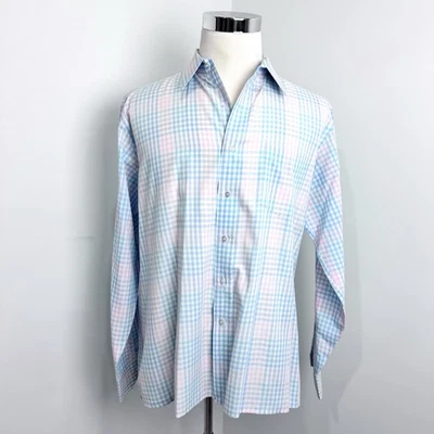 Givenchy Monsieur Shirt Mens XL Pastel Plaid Long Sleeve Pocket Lightweight - Image 1 of 4