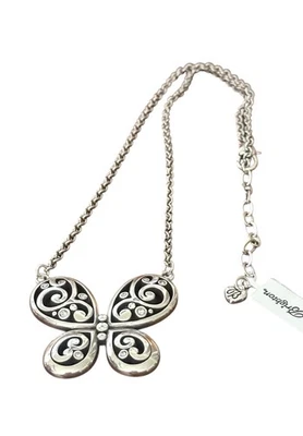 Брайтон Contempo бабочка ожерелье-серебряный цвет-кристаллы-завихрение дизайн - Изображение 1 из 3
