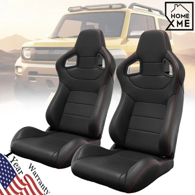 2x Universal Bucket Racing Seats Adjustable Reclinable w/ Dual-Slider for Suzuki - Image 1 of 4