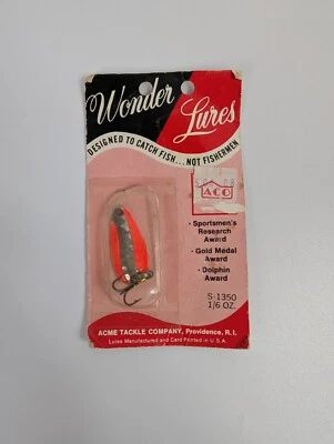Iscas Acme Tackle Company Vintage Wonder Laranja Prata S-1350 1/6 oz Fabricadas nos EUA - Imagem 1 de 4