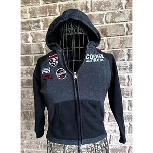 Retro 2016 Coogi Australia Hoodie Kids Sz 6 Black Patches Front Zip Kangaroo - Picture 1 of 12