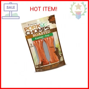 Pork Chomps Roasted Pressed Pork Skin Dog Chews, 4.5-inch Bone, 2 Count - Picture 1 of 2