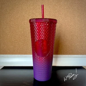 Disney World 50th Anniversary Starbucks Geometric Cup Tumbler Rosso/Viola Nuovo con etichette - Foto 1 di 5