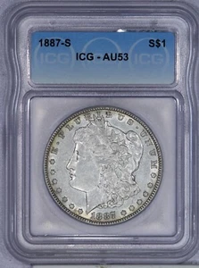 1887-S Morgan Silver Dollar $1 ICG AU53 - Picture 1 of 2