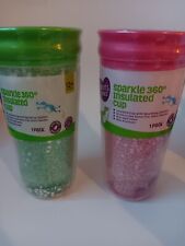 Lot de tasses isolées scintillantes 360 verre à boire rose vert tout-petit enfants neuf