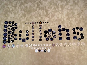 120+ Antique Vintage Glass Buttons Black Clear White 1/4" to 1" - Picture 1 of 14