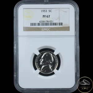 1953 Jefferson Nickel NGC MS 67 High Grade Proof - Picture 1 of 2