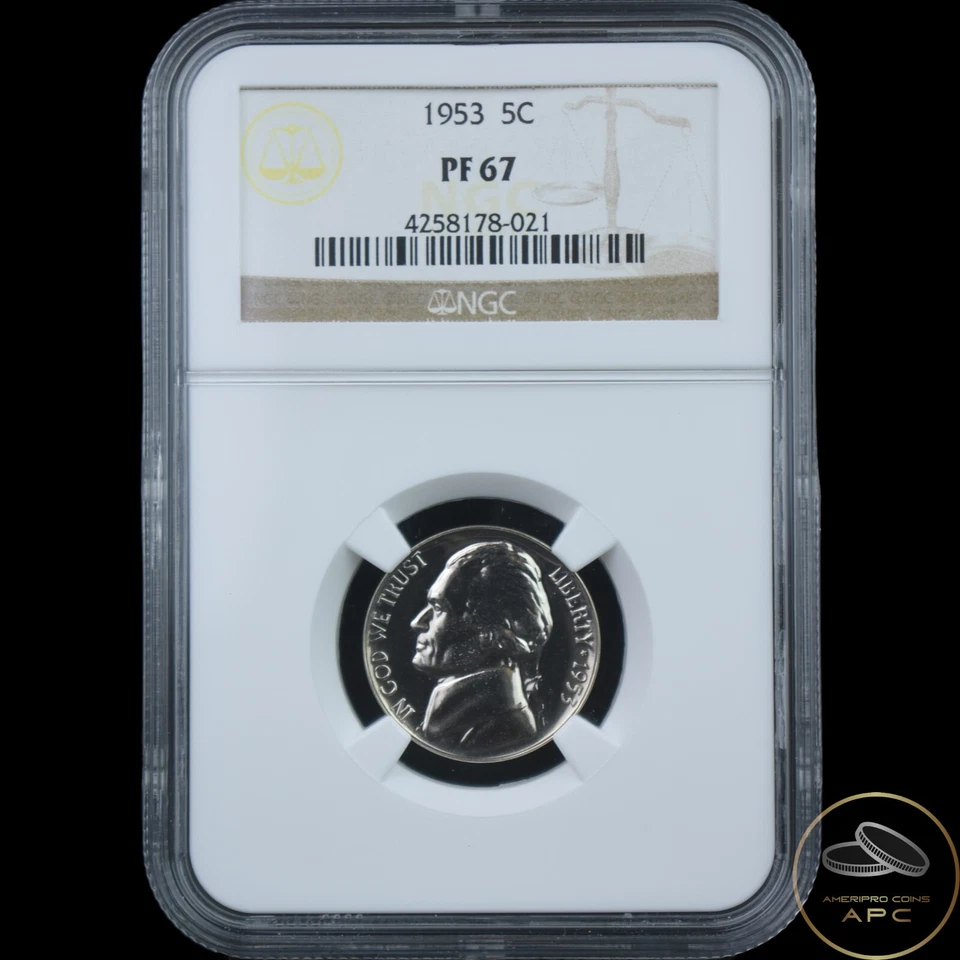 1953 Jefferson Nickel NGC MS 67 High Grade Proof - Image 1 of 2