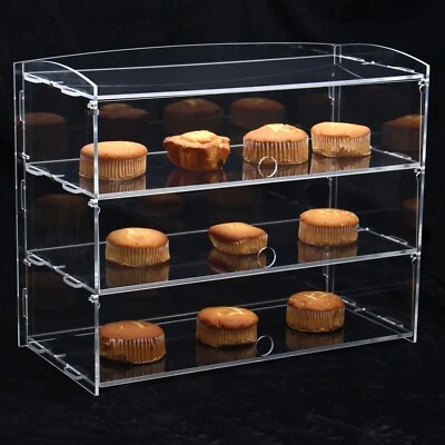 3 Tiers Clear Acrylic Bakery Pastry Display Case Stand Frame For Cake Donuts UK - Image 1 of 4