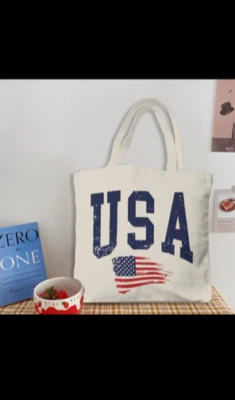 Tote Patriotic USA Flag Tote Bag - Distressed American Flag Print, Lightweight - Image 1 of 4