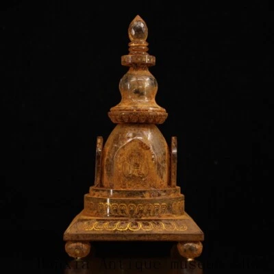 9.8" Templo Budismo Tibetano Vidrio Color Esmalte Buda Estupa Pagoda Torre Estatua Foto 1 de 4