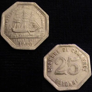 *GUTSE* FRANCIA, CÁMARA DE COMERCIO DE BAYONA, 25 CENTIMES 1920, MBC+. - Foto 1 di 1
