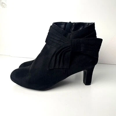 Botines East 5th negros de gamuza con lazo para mujer talla 8 1/2 tacones de gatito cremallera gótica Foto 1 de 4