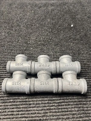 LOT OF 6 Ward Straight Tee Galvanized Malleable Iron 3/4"  - USA - Image 1 of 4