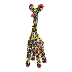 Afrikanische skurrile Farbe Samen Perlen Draht Giraffe Figur Miniatur - Bild 1 von 10