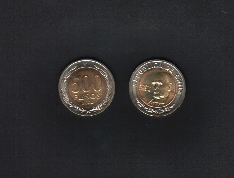 Chile 500 PESOS KM235 2000 x 1 Piece "Bimetal" Chilean UNC Millennium Money COIN - Image 1 of 3