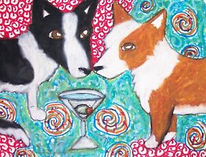 Cardigan Welsh Corgi "Martini Jive" Collectible Dog Art Print 8 x 10 by Ksams