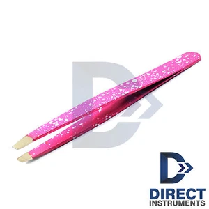 Professional Pink Color Eyebrow Tweezer Hair Removing Beauty Makeup Slanted Tip - Picture 1 of 1