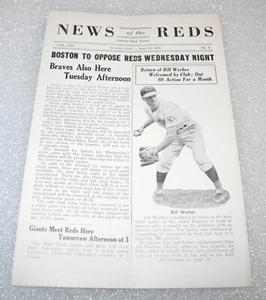 1941 Baseball Cincinnati Reds Crosby Field Schedule Guide Program News Letter - Picture 1 of 3