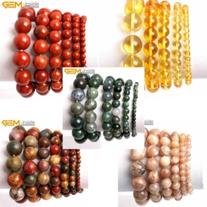 Natural Round Amazonite Agate Beaded Lucky Charm Stretchy Bracelet Making  7" - Picture 1 of 134