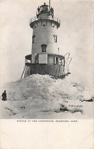 Stamford, Connecticut Postcard Winter at Lighthouse by Scofield c 1905 U7 - Picture 1 of 2
