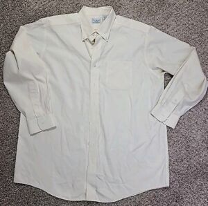 LL Bean Shirt Mens 16.5-33 XL Cream Oxford Cloth Wrinkle Free Traditional Button