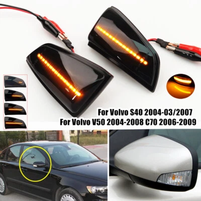 LED Dynamic Mirror Turn Signal Light for Volvo C70 2006-2009 V50 S40 2004-2007 - Image 1 of 4