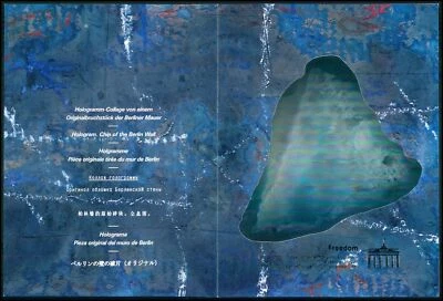 GERMANY UNITED 1990 HOLOGRAM-COLLAGE CHIP OF BERLIN WALL WWF RARE!! (u172 - Image 1 of 4