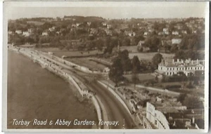 1938 Real Photo Postcard TORBAY ROAD & ABBEY GARDENS Torquay Devon England - Picture 1 of 4
