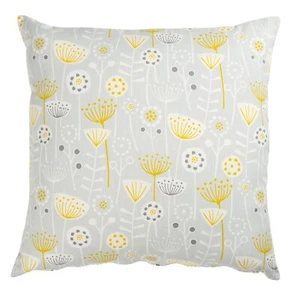 Scandinavian Extra-Large Cushion. Grey & Yellow Geometric Floral Design. 23x23" - Picture 1 of 3