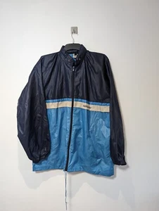 adidas Jacket Vintage Rain Shell Coat Hidden Hood Size 42" XL Blue - Imagen 1 de 10