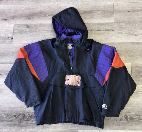 Vintage Phoenix Suns starter jacket large Pull Over Puffer 90s 1/4 Zip FLAW!!! Cover