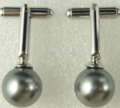 Mens Cufflinks Shirt Clip Cuff Links Round/Square Pearl Jade Party Occasion - Image 1 of 4