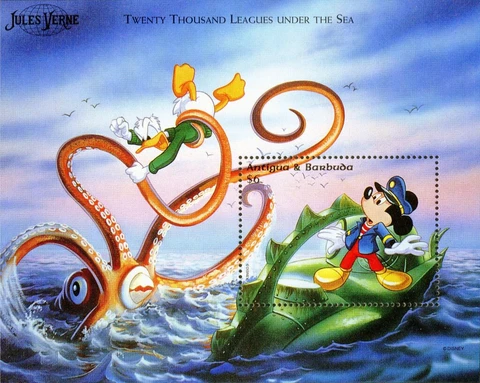 Antigua #SGMS2344a MNH S/S 1996 Jules Verne Kraken Leagues Donald Mickey [1997] Cover