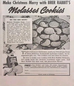 Brer Rabbit Melaza Nueva Orleans LA Galletas de Navidad Anuncio Impreso Vintage 1937 - Imagen 1 de 4