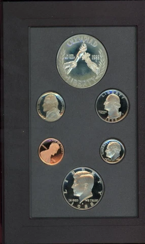 Sharp 1988 Prestige Proof Set w/ Olympics Silver $ Slight Haze on$ Cover