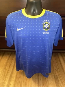 Vintage BRAZIL Away Nike Blue 2010/2011 National Soccer Football T Shirt Jersey - Picture 1 of 9