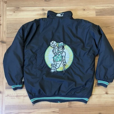 Chaqueta De Colección Años 90 Boston Celtics Starter Cremallera Para Hombre Negra Mediana Puffer Foto 1 de 4