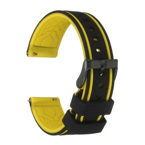 Silicone Watch Bands 20mm Soft Watch Bands with Frosted Buckle, Black Yellow - Zdjęcie 1 z 6