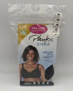 Playtex 18 Hour Wirefree Black Animal Print Bra #4745 Lift Support Size 38B NEW - Picture 1 of 3