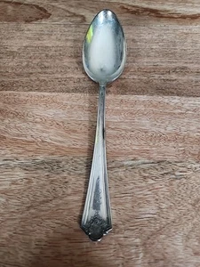 WM Rogers PAT 14 Silver Plate Serving Spoon Rose Imprint, with Monogram - VTG - Picture 1 of 6