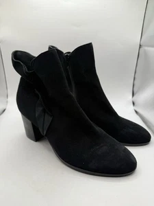Ladies Diana Ferrari DARCE Leather Boots Black Size 7 Block Heel Zip Close Ankle - Picture 1 of 12