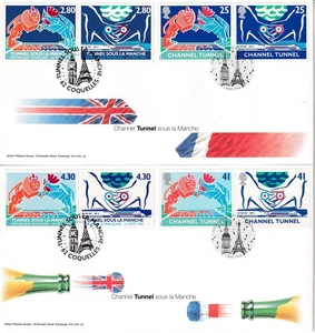 GB 1994 Channel Tunnel ~ Pair of FDCs GB and France Issues ~ Unaddressed - Picture 1 of 3