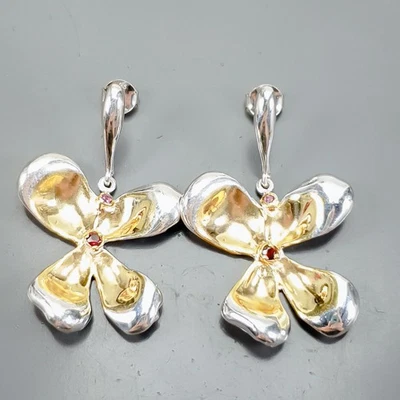 Pendientes mujer rodolita natural plata de ley 925/E125455 Foto 1 de 4