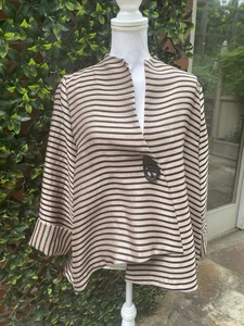 IC by Connie K asymmetrische Jacke schwarz gold metallic 3/4 Arm Lagenlook XL - Bild 1 von 13
