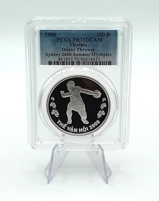 POP 1 - NONE HIGHER! 2000 Vietnam 100D Discus PCGS PR70DCAM - THE ONLY ONE! - Image 1 of 2
