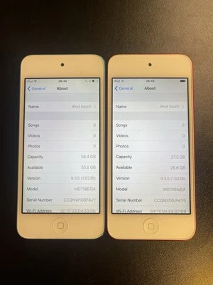 2x Apple iPod touch 5th Generation A1421 32&64GB Red/Blue **FAULTY** - Image 1 of 2